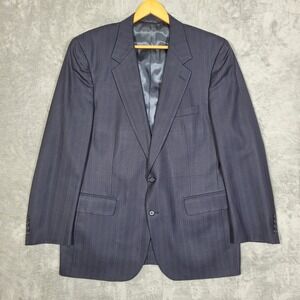 Burberrys Mens Pinstripe Wool Suit Jacket Blazer 44R Made in USA